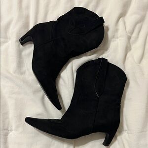 Black Suede Women's Western Ankle Boots